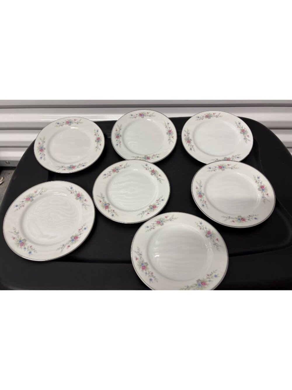 Florenteen Fine China Fantasia Bread Plates Pink Blue Floral Set Of 7 Japan